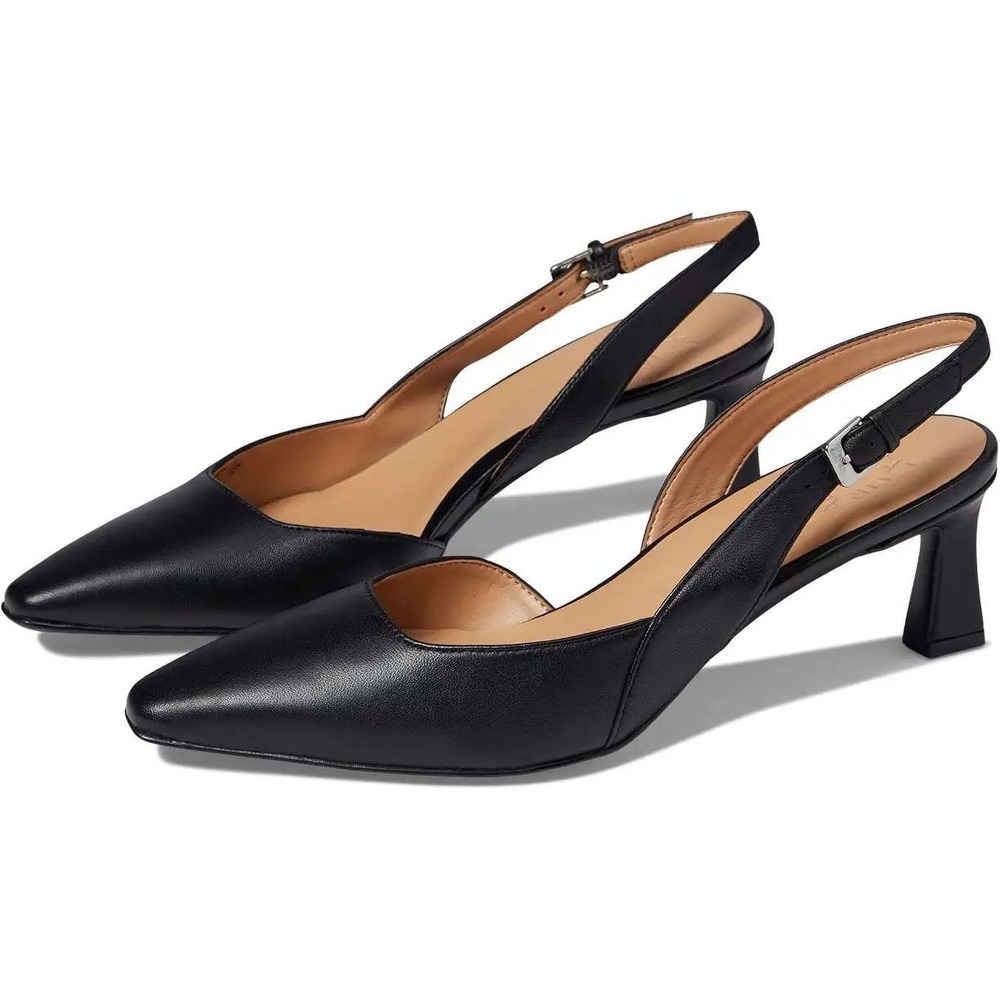Naturalizer Dalary Black Leather Slingback Kitten Heels 8W Pointed Toe